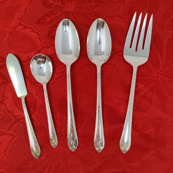 5 Serving 1940'S Wm ROGERS "EXQUISITE" Serving Pieces Silver Plated Beautiful - Picture 2 of 16
